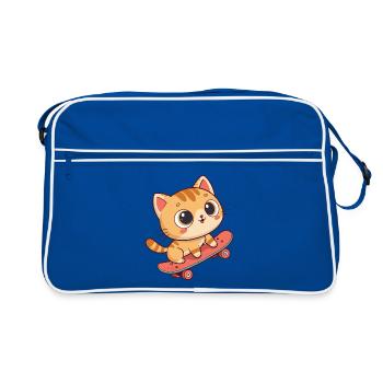 Chaton skate sur planche tendance - Sac Retro - bleu/blanc - Devant