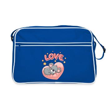Koala dort sur cœur pastel - Sac Retro - bleu/blanc - Devant