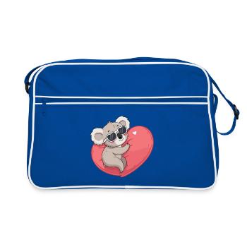 Koala-Lächelndes Herz - Retro Tasche - Blau/Weiß - Vorne