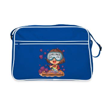 La fille de bande dessinée coupe les oignons - Sac Retro - bleu/blanc - Devant