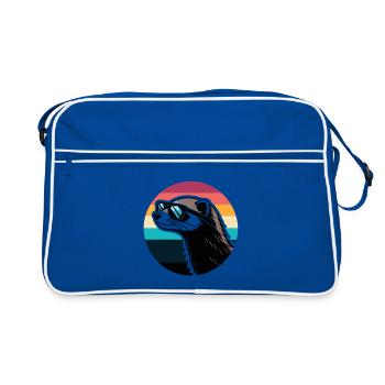 Ferret silhouette retro rainbow - Retro Bag - blue/white - Front