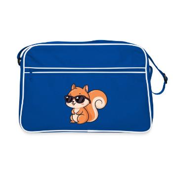 Cartoon squirrel black glasses - Retro Bag - blue/white - Front