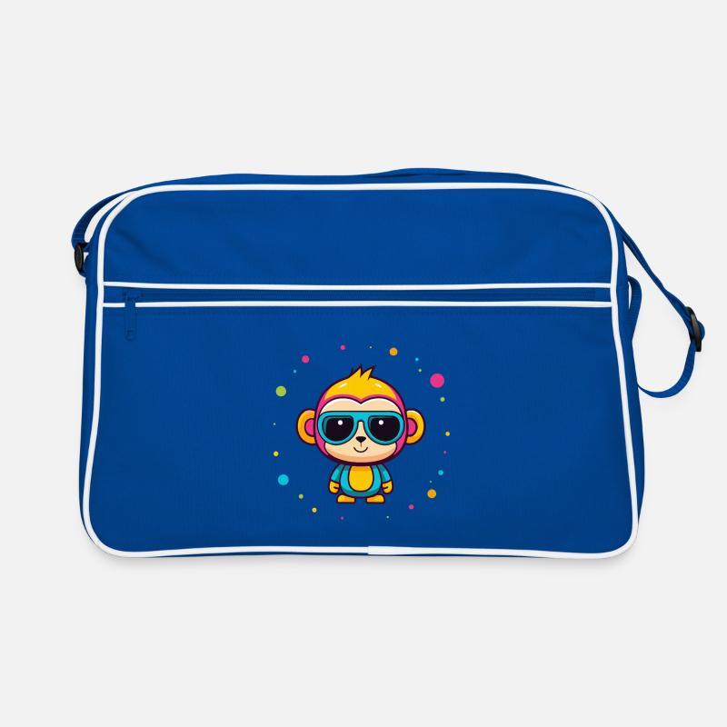 Singe Mignon Neon Lunettes Bleues Sac Retro
