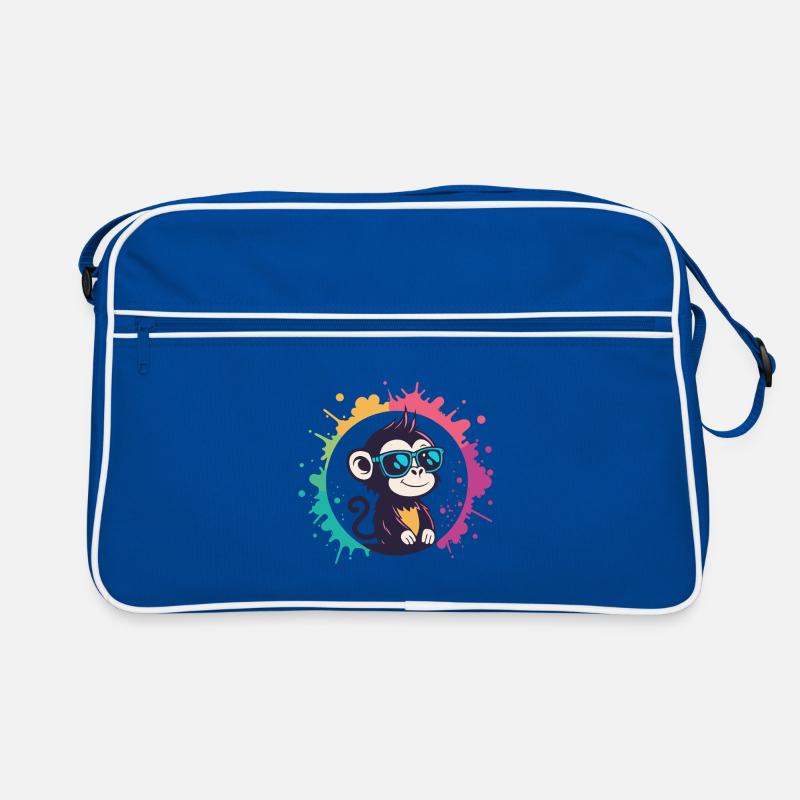 Monkey Splash Circle Blaue Brille Retro Tasche