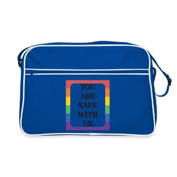 Autocollant du Mois de la fierté LBGTQIA+ Safe Space - Sac Retro - bleu/blanc - Devant