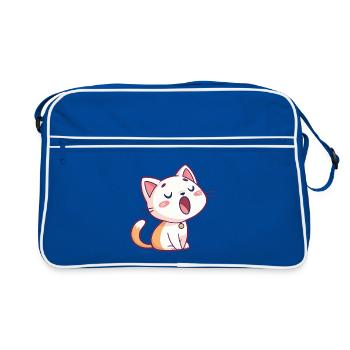 Pastel kawaii singing cat - Retro Bag - blue/white - Front