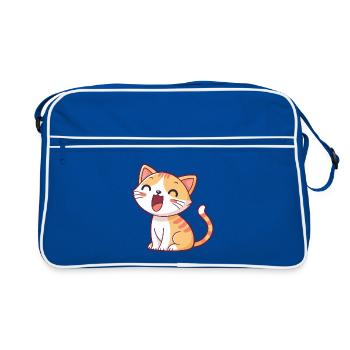 Happy cartoon orange kitten - Retro Bag - blue/white - Front