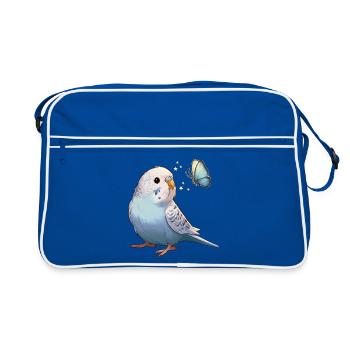Perruche perruche avec papillon - Sac Retro - bleu/blanc - Devant