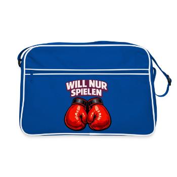 Boxer mit ironischem Statement - Retro Tasche - Blau/Weiß - Vorne