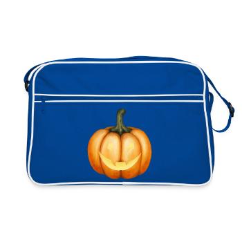 Halloween Kürbis Illustration - Retro Tasche - Blau/Weiß - Vorne