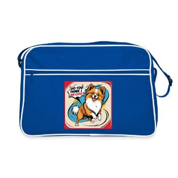 Funny Pomeranian Dog - Do You Think I Am Cute? - Retro Bag - blue/white - Front