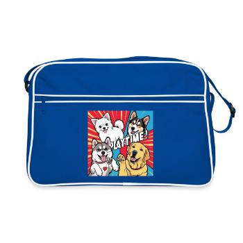 Playtime - Golden Retriever , Husky , Pomeranian - Retro Bag - blue/white - Front