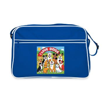 I Love Dogs Cartoon Group - Retro Bag - blue/white - Front
