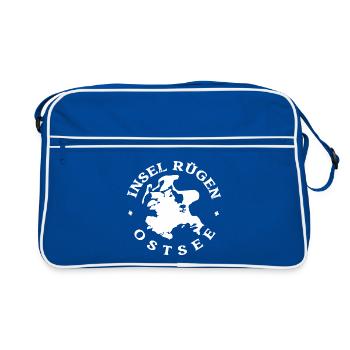 INSEL RÜGEN UMRISS OSTSEE BALTIC SEA EXPERIENCE - Retro Tasche - Blau/Weiß - Vorne