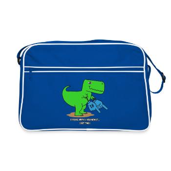 T-Rex if you're happy Dinosaur Dino Trex - Retro Bag - blue/white - Front