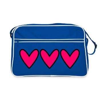 HERZ. HERZEN. VALENTINSTAG. LIEBE. LIEBE. WEIHNACHTEN - Retro Tasche - Blau/Weiß - Vorne