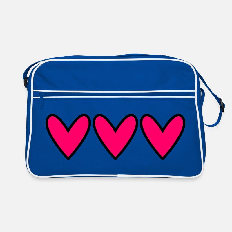 HERZ. HERZLICHEN GLÜCKWUNSCH ZUM GEBURTSTAG. MUTTERTAG. VATERTAG. - Retro Tasche - Blau/Weiß