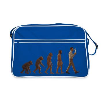 Parcours évolutif : Du singe à l’homme buveur de café - Sac Retro - bleu/blanc - Devant