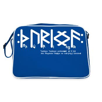 Thuringian "Þuringa" + Info [heathen roots_01]QRF0© - Retro Bag - blue/white - Back