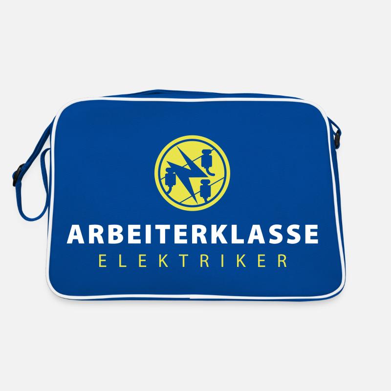 Arbeiterklasse Elektriker mit Zunftzeichen - Retro Tasche - Blau/Weiß