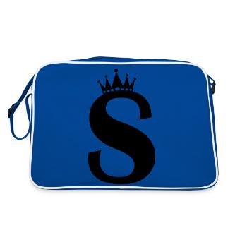 buchstabe S Krone - Retro Tasche - Blau/Weiß - Hinten
