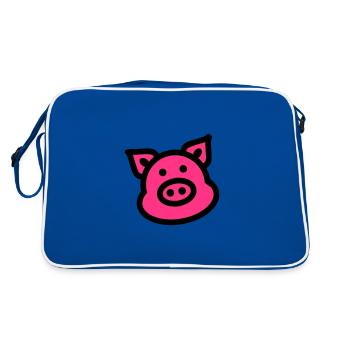 Pig Animal Pink - Retro Bag - blue/white - Back