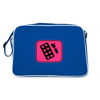 Icône cosmétique de maquillage - Sac Retro - bleu/blanc - Dos