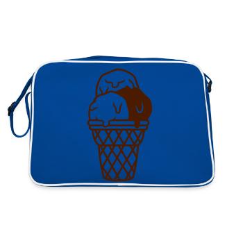 Waffel 3 leckere Eiskugeln - Retro Tasche - Blau/Weiß - Hinten