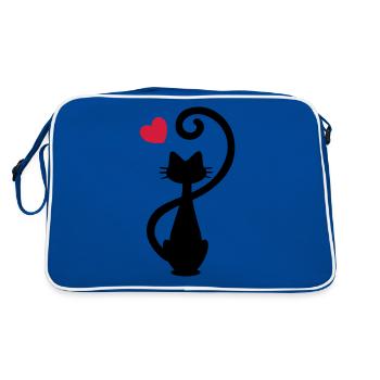 Chat - chat dame - chat - chat - minou - Sac Retro - bleu/blanc - Dos