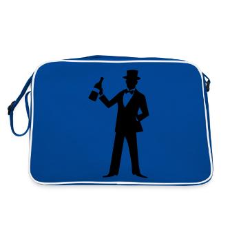 Betrunken Drunk Bachelor Saufen - Retro Tasche - Blau/Weiß - Hinten