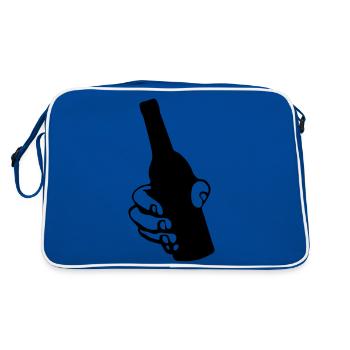 Hand with beer bottle - Retro Bag - blue/white - Back
