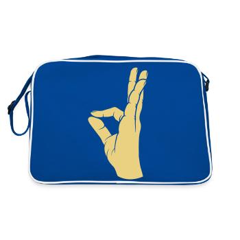 Very tasty hand gesture sign - Retro Bag - blue/white - Back