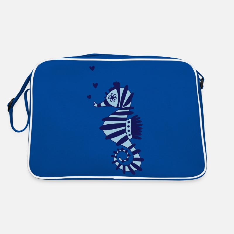 Seepferdchen blau Retro Tasche