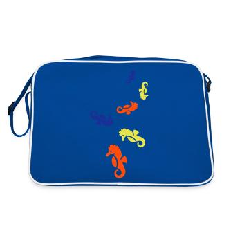 Seepferd Bunt - Retro Tasche - Blau/Weiß - Hinten