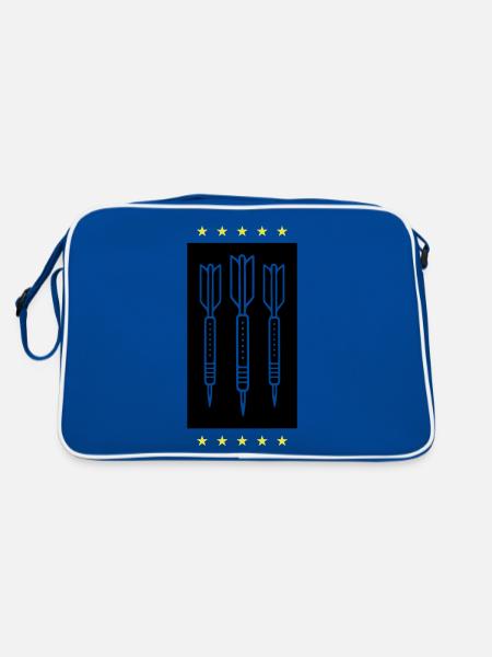 Darts Team Dartpfeile Symbol - Retro Tasche - Blau/Weiß - Hinten