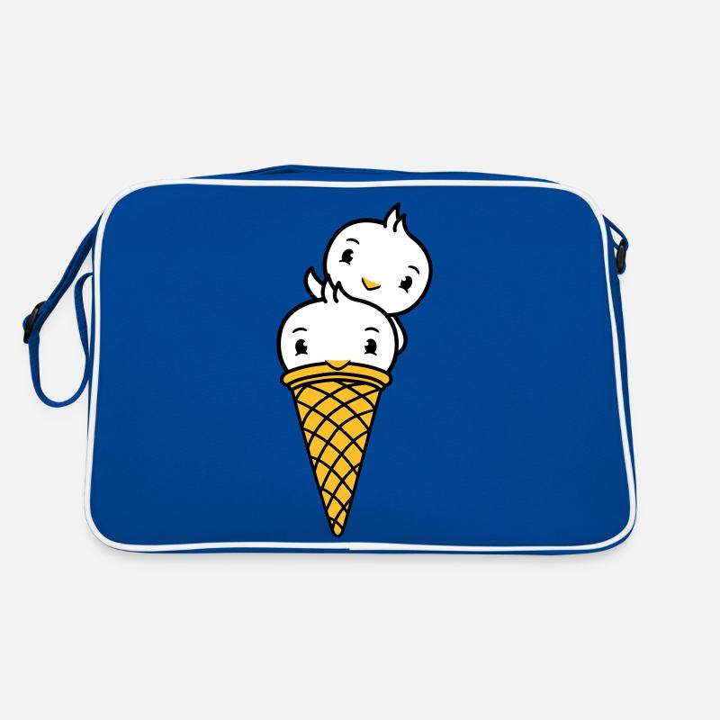 Vögel Eis Waffel Waffeleis Kugeln Eiscreme Eistüte Retro Tasche
