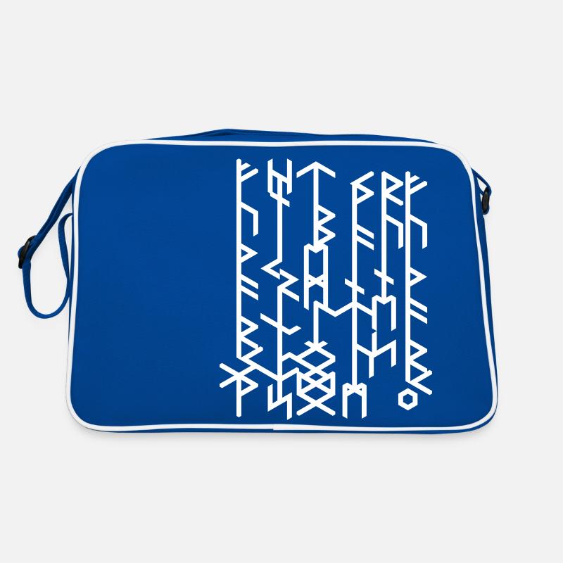 Runenstein2020/Rune stone-Quantum Runes Futhark 0© - Retro Tasche - Blau/Weiß