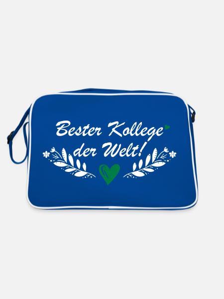Bester Kollege der Welt - Retro Tasche - Blau/Weiß - Hinten