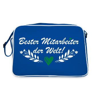 Bester Mitarbeiter der Welt - Retro Tasche - Blau/Weiß - Hinten