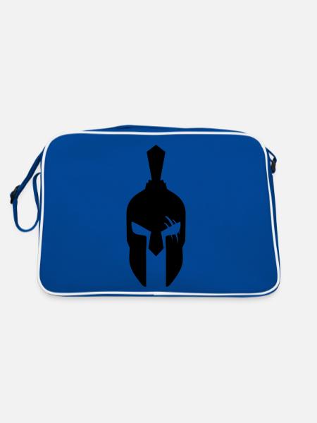 Spartaner Helm - Retro Tasche - Blau/Weiß - Hinten