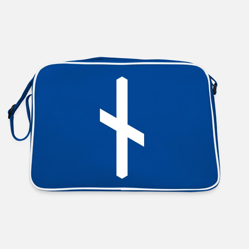 Rune: Nauthiz ᚾ (N), Quantum Runes Futhark 0 © - Retro Tasche - Blau/Weiß