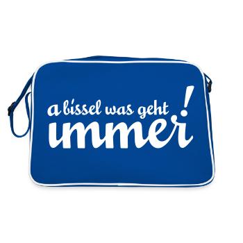 A bissel was geht immer – mit oder ohne Stenz - Retro Tasche - Blau/Weiß - Hinten