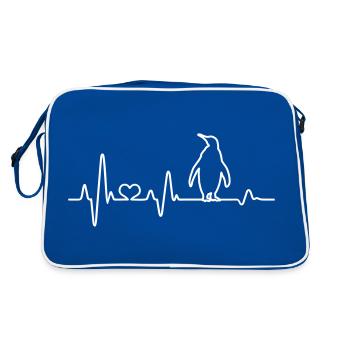 Heartbeat Penguin EKG Penguins South Pole Antarctica - Retro Bag - blue/white - Back