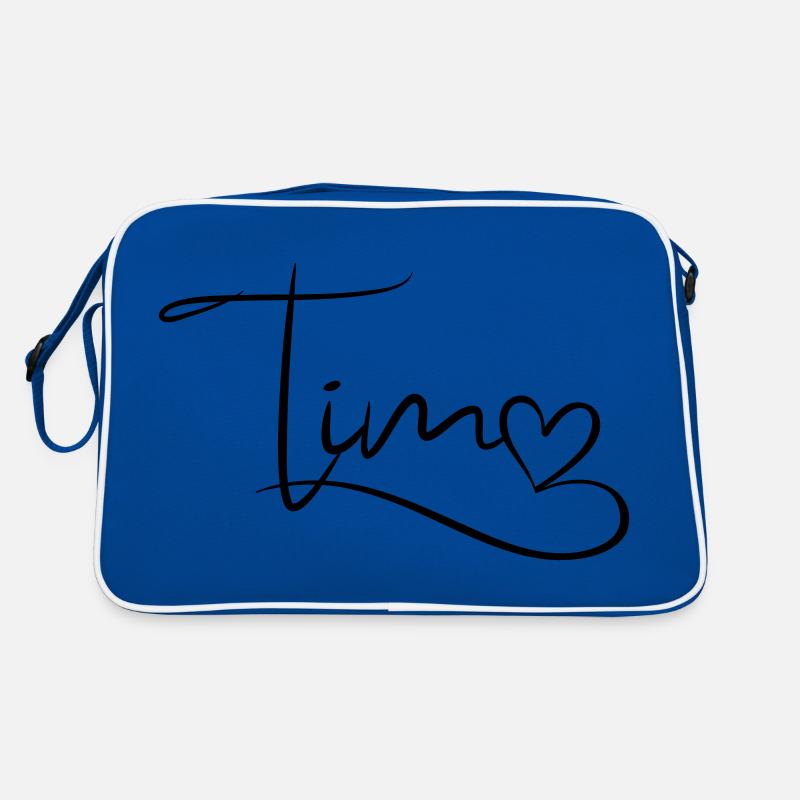 Tim Nom Prénom Décor de coeur Sac Retro