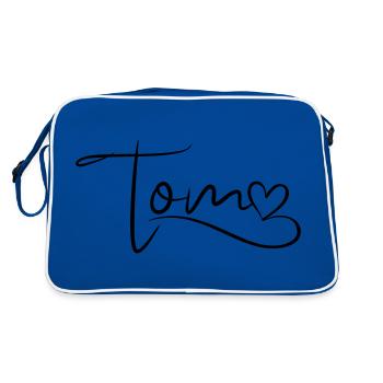 Tom Last Name First Name Heart Decor - Retro Bag - blue/white - Back