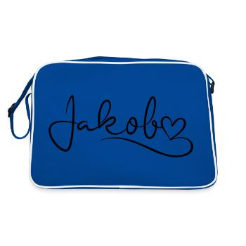 Jakob Nom Prénom Coeur Décor - Sac Retro - bleu/blanc - Dos