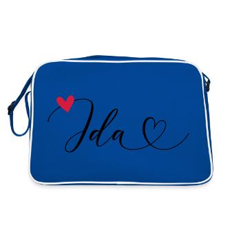 Ida Name First name Calligraphy Heart - Retro Bag - blue/white - Back