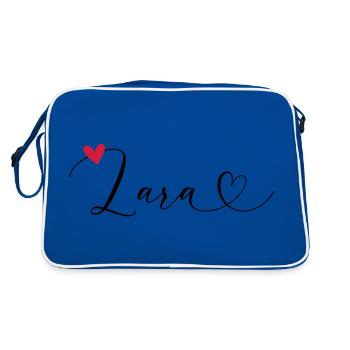Lara Nom Prénom Calligraphie Coeur - Sac Retro - bleu/blanc - Dos