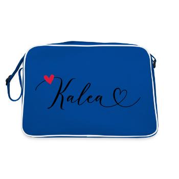 Kalea Nom Prénom Calligraphie Coeur - Sac Retro - bleu/blanc - Dos