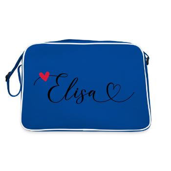 Elisa Nom Prénom Calligraphie Coeur - Sac Retro - bleu/blanc - Dos